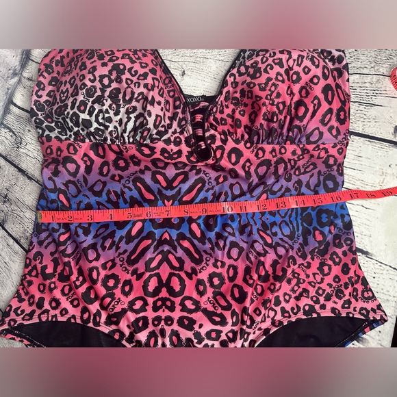 XOXO Cheetah Print Swimsuit 2X Plus Pink White Blue One piece Bathing Suit - Picture 13 of 13